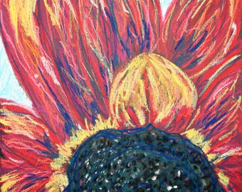 Sunflower, Pastel Painting,