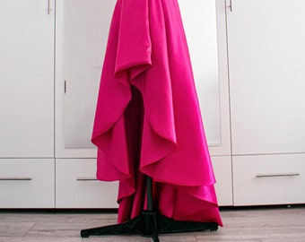 High-Low Taffeta Skirt: Elegant Asymmetrical Party Skirt