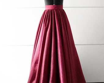 Burgundy formal skirt Long evening skirt  Ball gown skirt Wedding skirt Handmade skirt Prom skirt Maxi skirt Taffeta skirt Made to measure