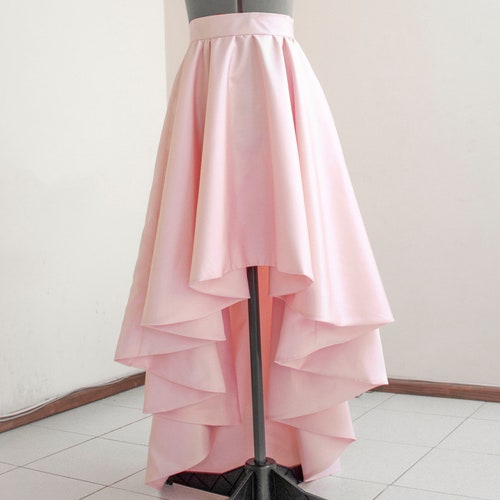 Blush wedding skirt High low taffeta skirt Asymmetrical skirt Cocktail skirt Pale bridal skirt A line skirt Made to measure Maxi skirt