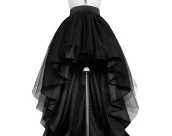 Jupe haute en tulle basse Jupe taffetas asymétrique Dip hem Tutu Jupe de mariée superposée Taille haute Robe de bal Jupe longue jupe en tulle Robe de bal Robe de bal