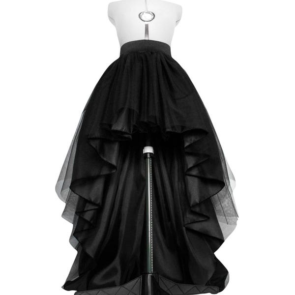 Hoher tiefer Tüllrock Asymmetrischer Taftrock Dip Saum Tutu Lagenhoch taillierter Ballkleid Rock Langer Tüllrock Prom Kleid