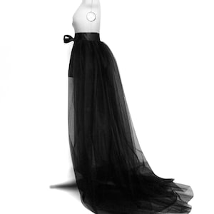 Abnehmbarer Tüll Überrock Braut Überrock Hochzeitskleid Schleppe Schwarz Abiball Brautrock Maxi Satinband Band Schärpe Top Rock Transparent