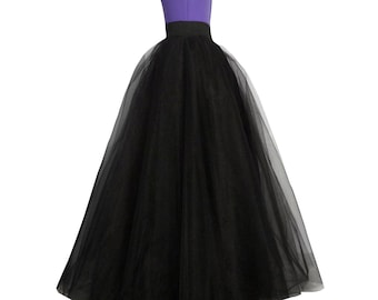 Black tulle skirt Ball gown skirt Long evening skirt Layered skirt Full skirt Maxi skirt Floor length skirt Handmade skirt Wedding skirt