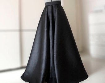 Satin ball skirt Long formal skirt Black ball gown skirt Maxi skirt Floor length skirt Wedding skirt Prom skirt Evening skirt Custom skirt