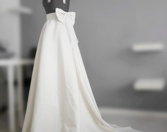 Bridal Skirt with Bow: White Satin Wedding Gown Separate