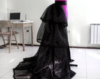 Detachable skirt Ruffle skirt Organza skirt Overskirt Bustle Overlay Black ball gown Layered skirt Taffeta skirt Formal skirt Wedding skirt