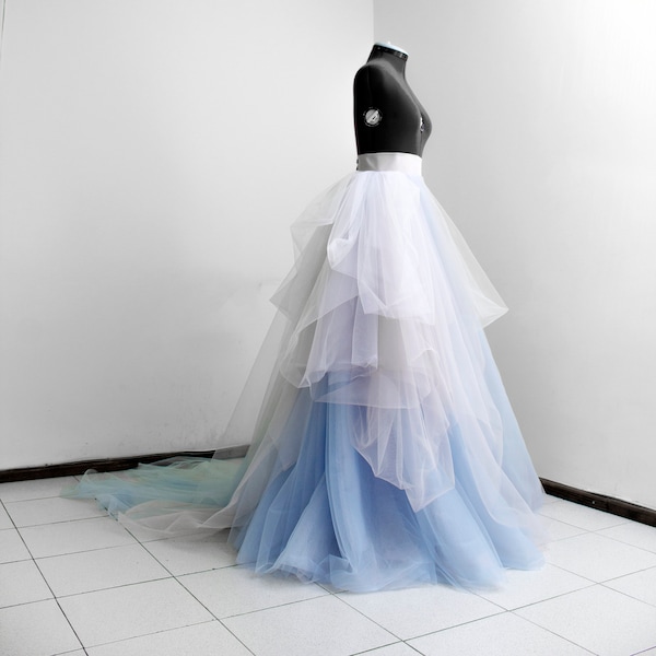 Ombre Tulle wedding skirt Bridal skirt train Draped skirt Layered skirt Multi color Flowing skirt Wedding dress separate Layered full skirt