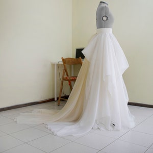 Two-Tone Draped Wedding Skirt Train: Custom Bridal Ball Skirt