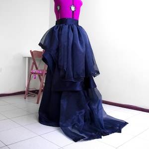 Navy Organza Overskirt: Detachable Ball Gown Skirt