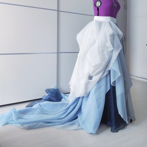 Ombre wedding skirt Long blue skirt train Draped bridal skirt Wedding gown separate Wedding train Made to measure Full skirt