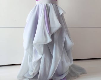 Draped bridal skirt in light grey and purple colour Wedding skirt Long full skirt Wedding gown separate Photo session dress Custom skirt