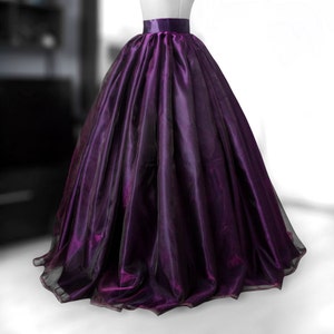 Lila Organza-Rock Hochzeitskleid Brautsatin-Rock Prinzessinnenkleid Ball-Rock Voller Rock Abschlussball-Rock nach Maß Puffball Abendkleid
