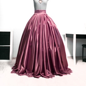 Dusty rose satin skirt Pleated skirt Lace skirt Ball gown skirt Full skirt Formal gown Wedding skirt Bridal skirt Prom dress separate image 1