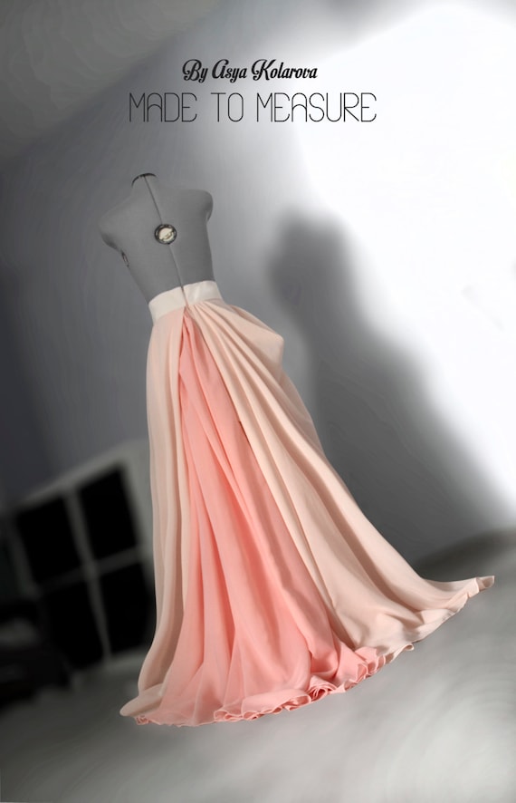 【BAON】Curin Peach Fuzz Banding Balloon Long Skirt Wedding Skirt Peach Chiffon Skirt Draped Skirt Extra Color