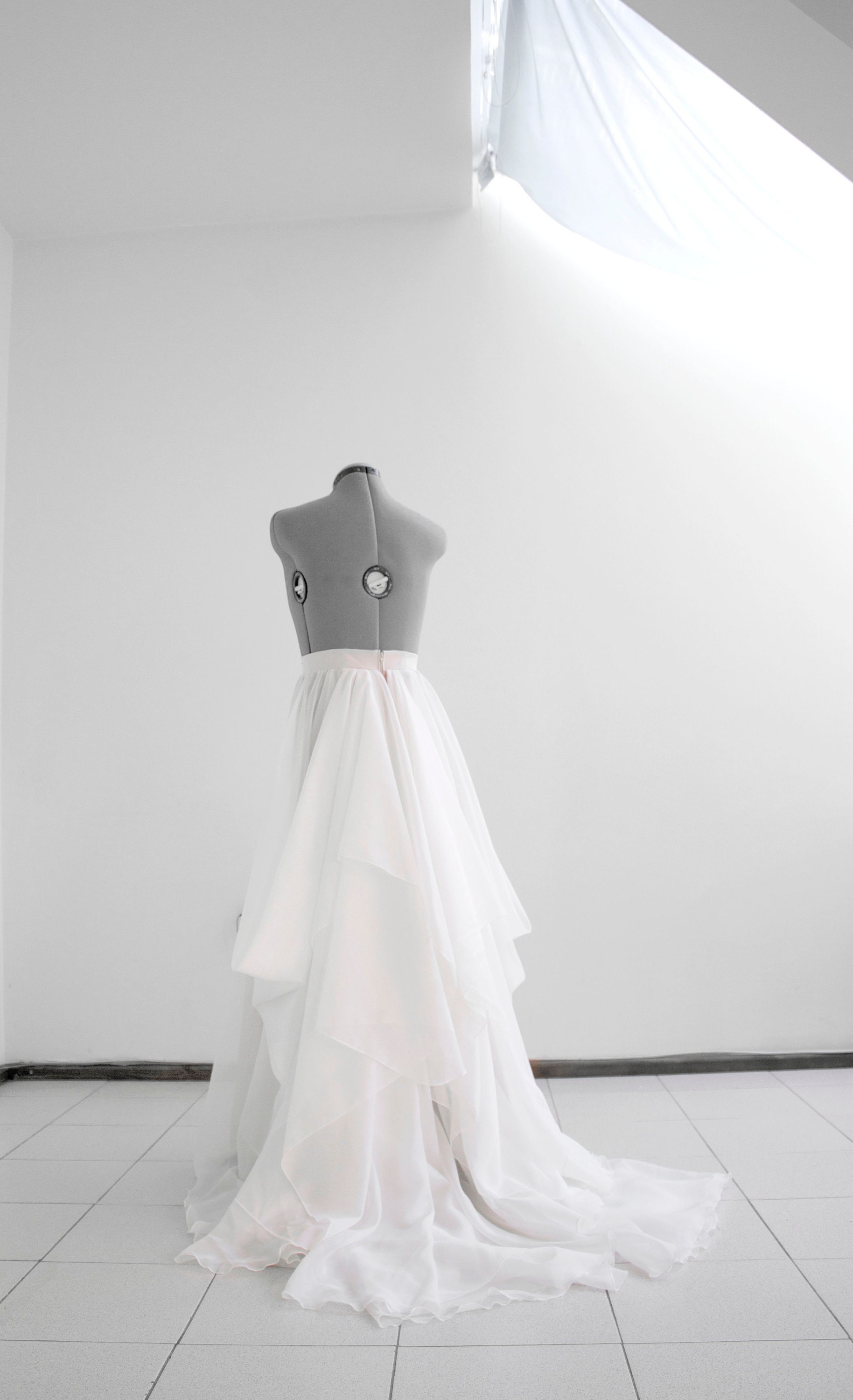 White and Blush Wedding Skirt Train Draped Bridal Skirt Etsy