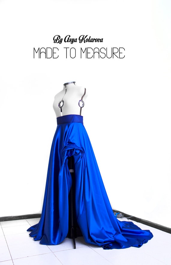 Slit Satin Skirt Royal Blue Skirt Long Ball Skirt Maxi Skirt Royal Blue Gown Draped Skirt Made to Measure Prom Skirt Custom Formal Skirt Etsy