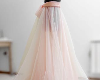 Pale wedding skirt Blush bridal skirt Ivory overskirt Long circle skirt Full layered skirt Boho wedding skirt Custom skirt Formal gown