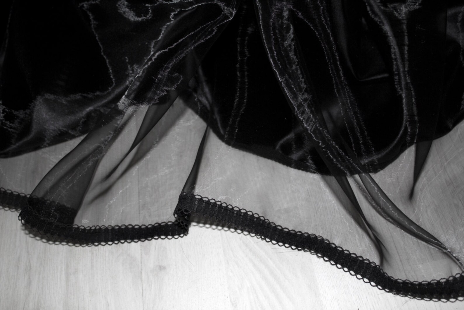 Black Organza Trapeze Skirt