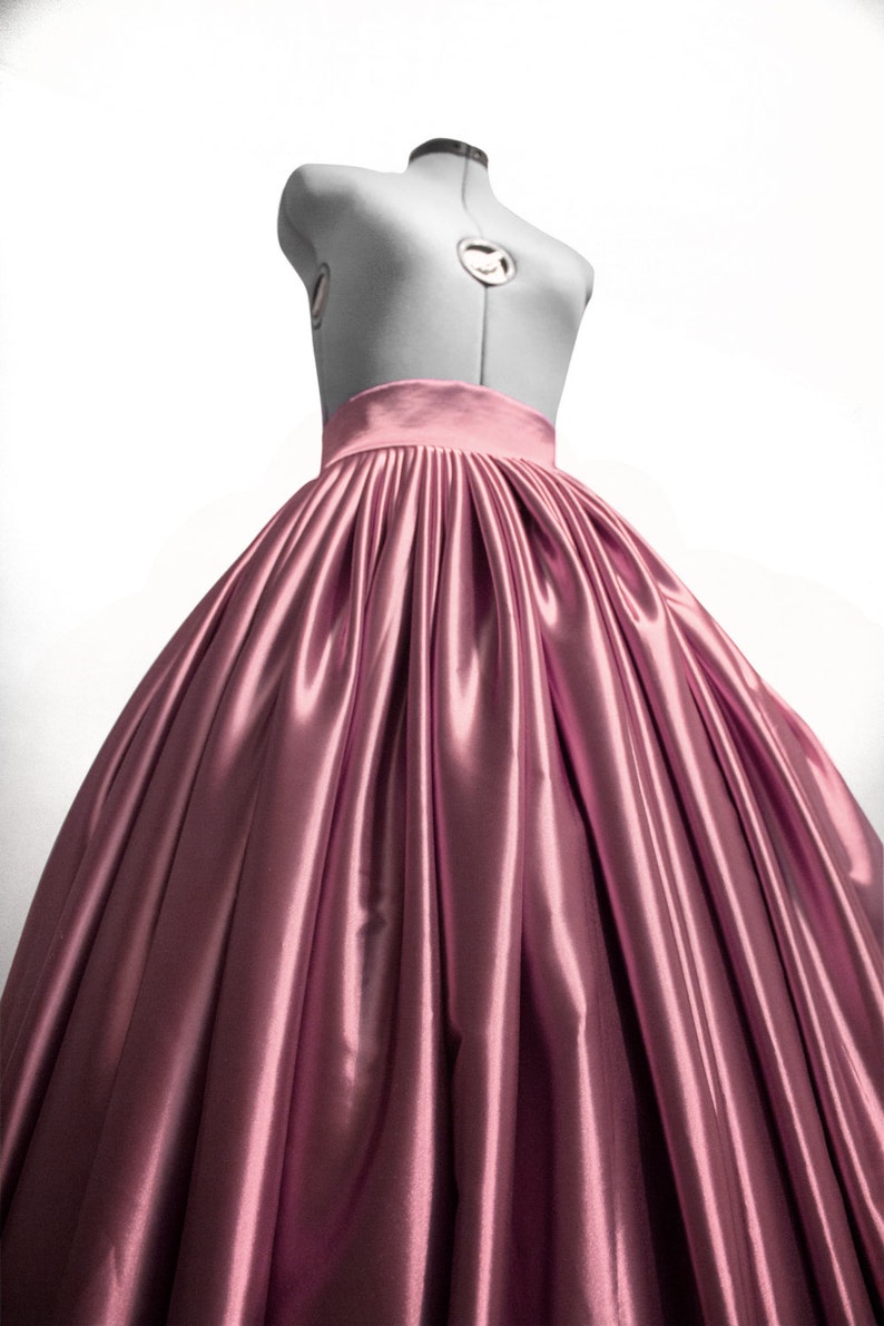 Dusty rose satin skirt Pleated skirt Lace skirt Ball gown skirt Full skirt Formal gown Wedding skirt Bridal skirt Prom dress separate image 2