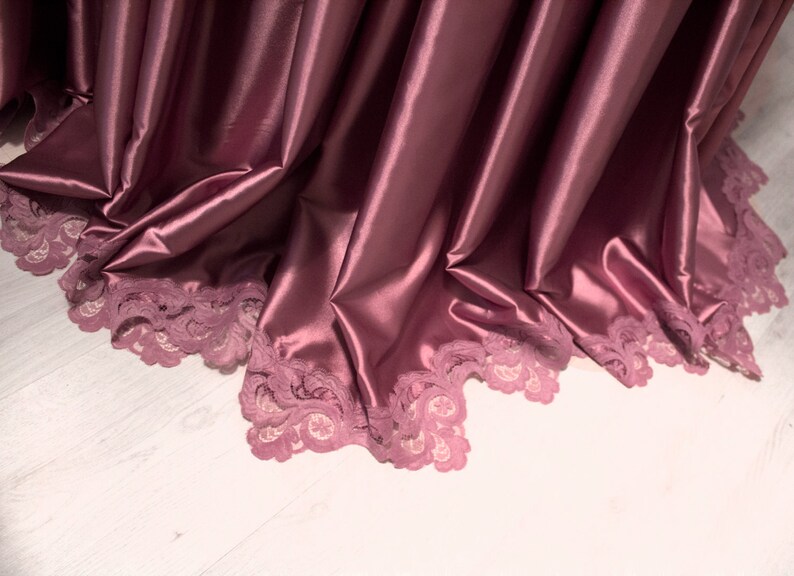 Dusty rose satin skirt Pleated skirt Lace skirt Ball gown skirt Full skirt Formal gown Wedding skirt Bridal skirt Prom dress separate image 3