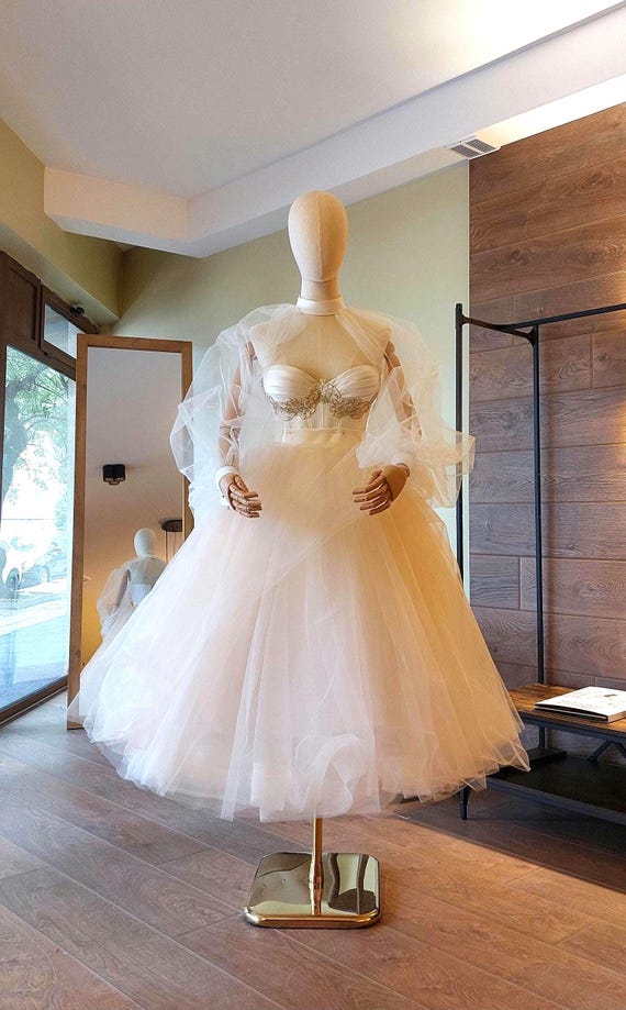 Wedding Set: Layered Tulle Skirt / Corset / Puffy Tulle Sleeves Wedding Set: Layered Tulle Skirt / Corset / Puffy Tulle Sleeves