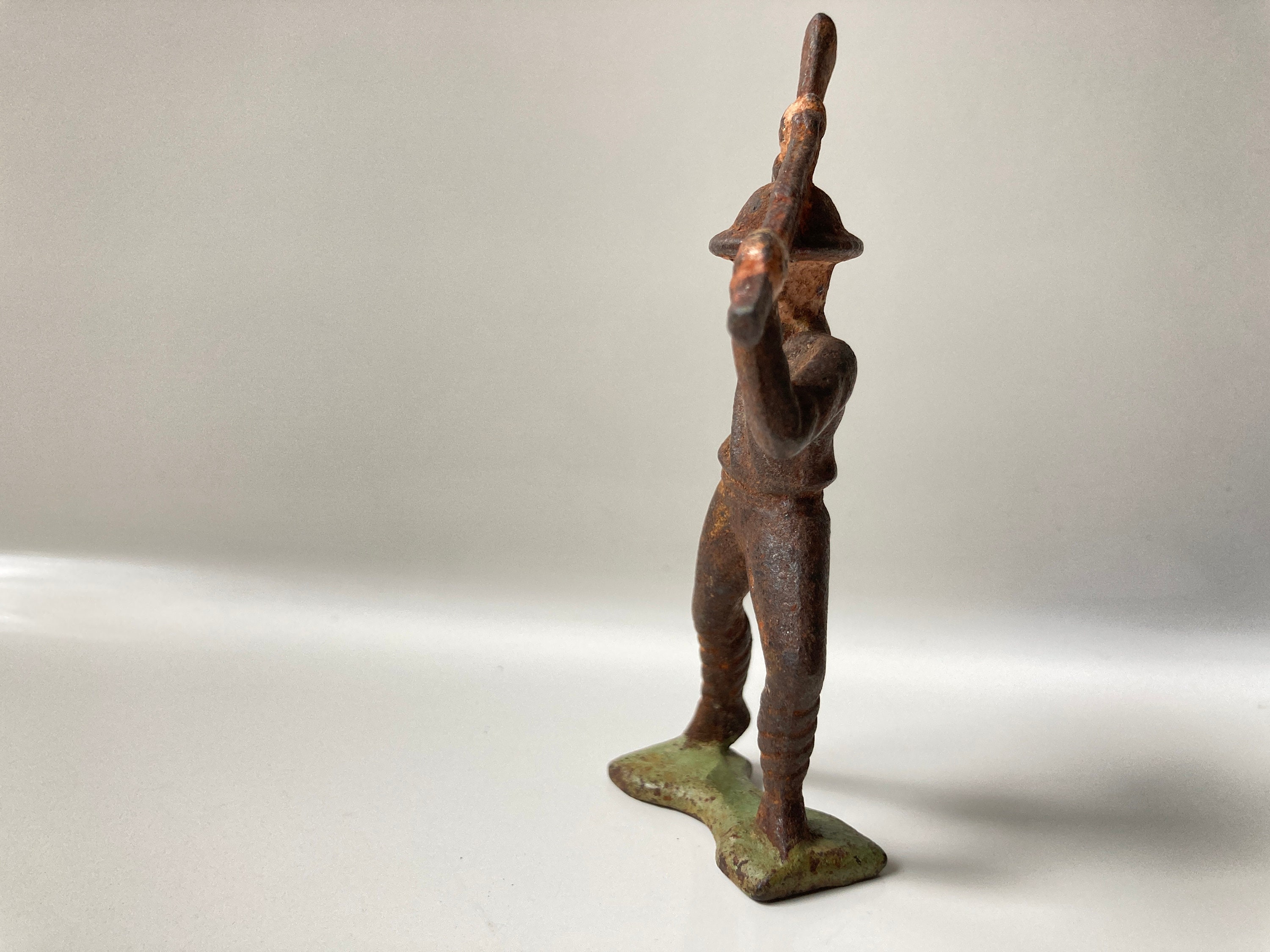 Vintage Grey Iron Toy Soldier with Clubbing Rifle Over Head Etsy
