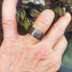 Custom Forged Copper Ring by Divine and Lame Blacksmith/Wide Band Ring with Rustic Oxidized Finish/Unique Recycled Copper Ring