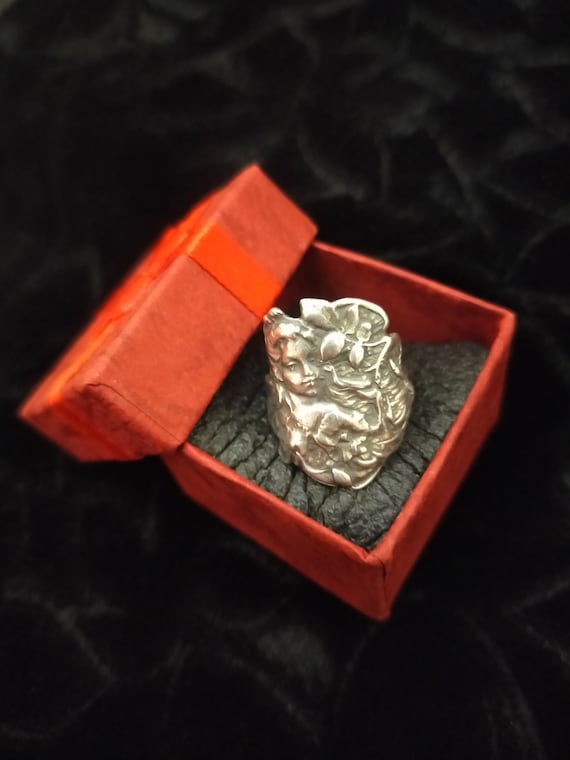 Bague en argent massif poinçon 925 cristaux dimant bijou vintage taille 56