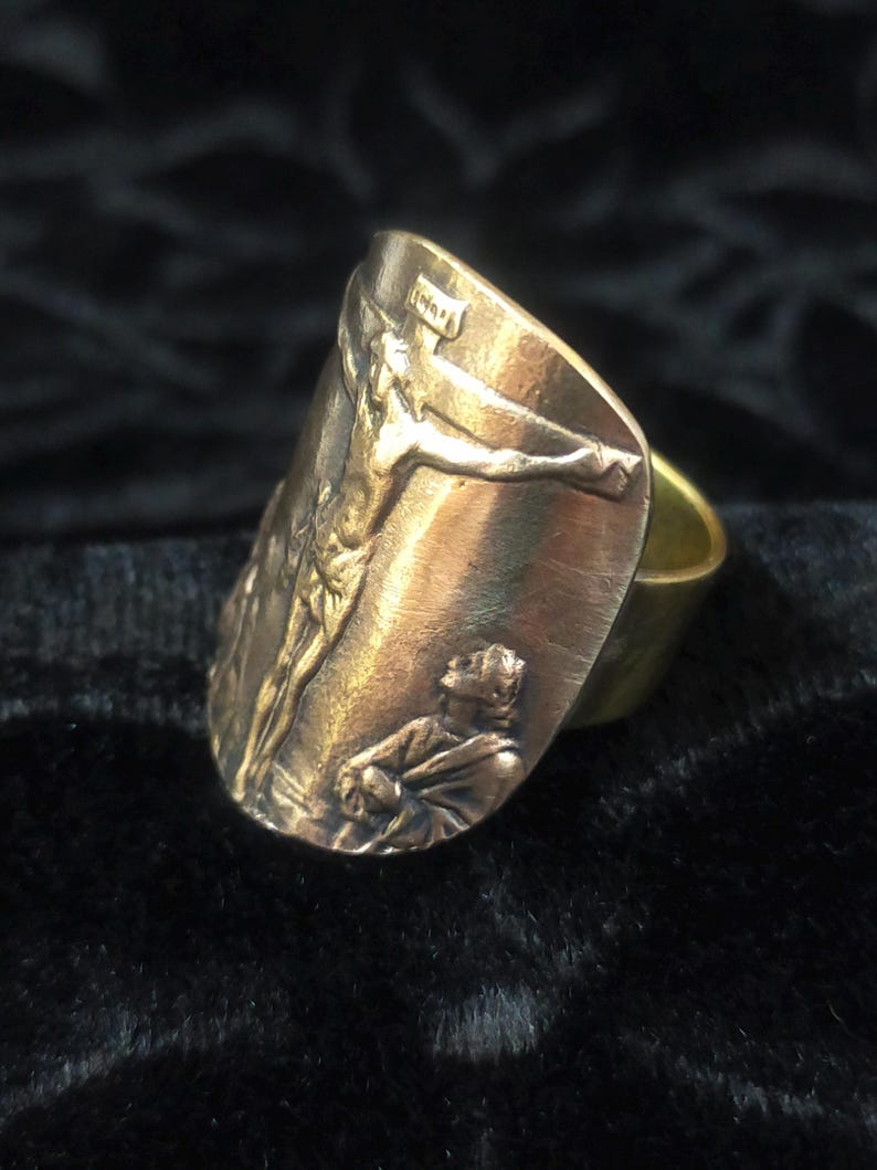 Crucified Jesus Ring, Custom Made Jesus Christ Ring, Christ Calvary