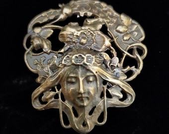 Art Nouveau Brooch and Pendant, Gift  love, Fairy Jewelry, Craigh Na Dun, Belle Époque Art, Meiga, Xana, Forest Nymph, Organic Goldsmithing