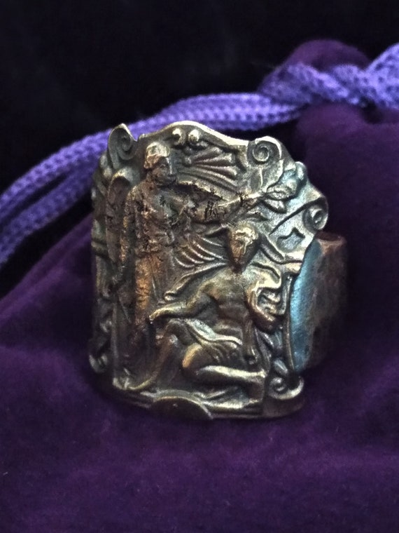 Winged Victory Ring Crowns Caesar, Greek Goddess Nike Lauding the 
