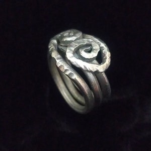 Recycled aluminum ring, silver spirals boho ring, lightweight ring, custom made ring, gift for her, anniversary gift