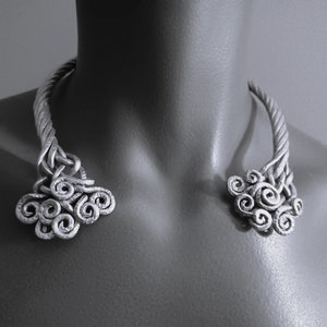 Celtic Roots Torque, Handmade Jewelry with Recycled Metal, Eternal Friendship Gift, Sea Wave Choker, Elven Art Necklace