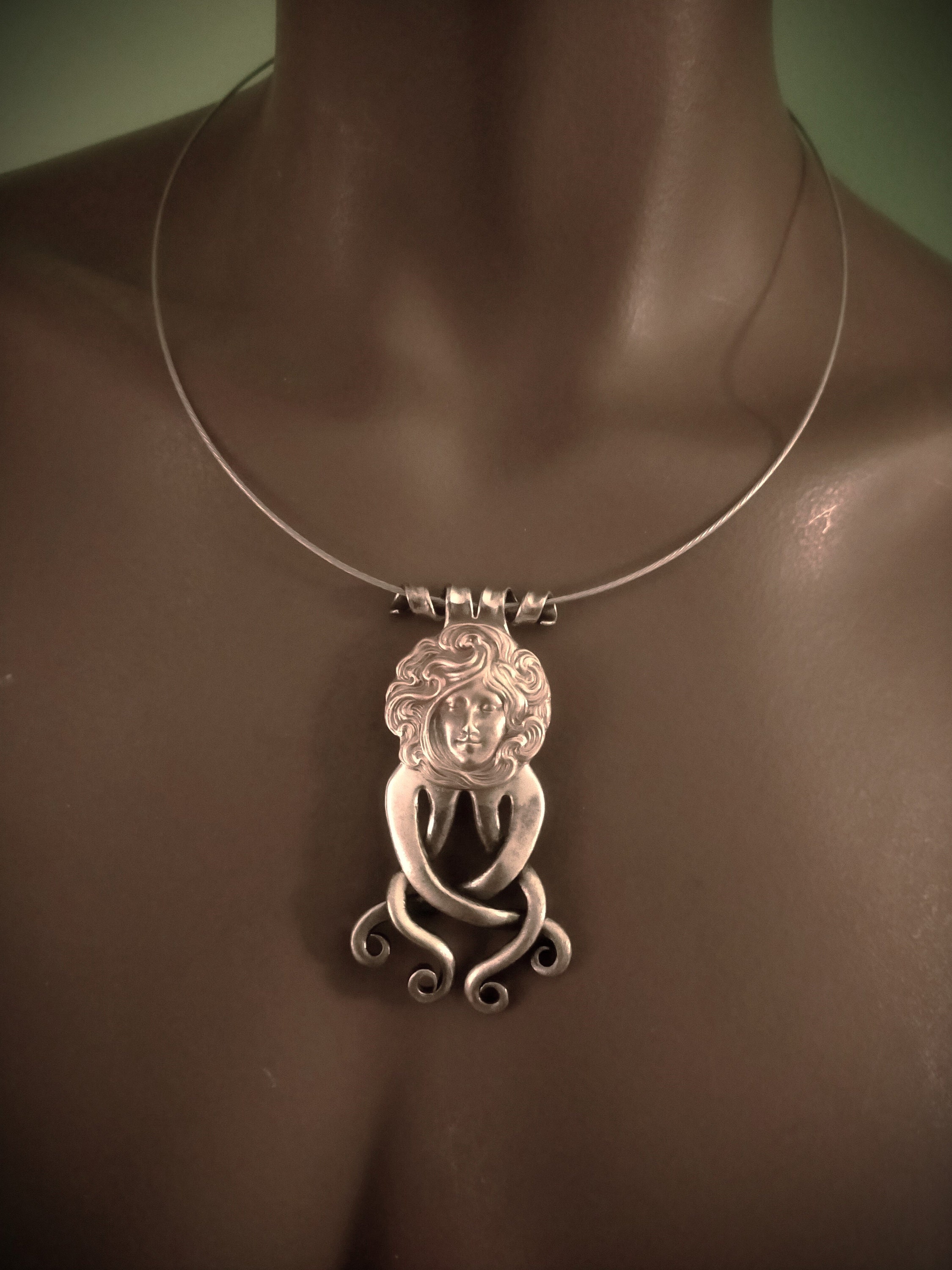 Madrake Style Mandrake With Medusa Head, Art Nouveau Style Pendant and Brooch ...