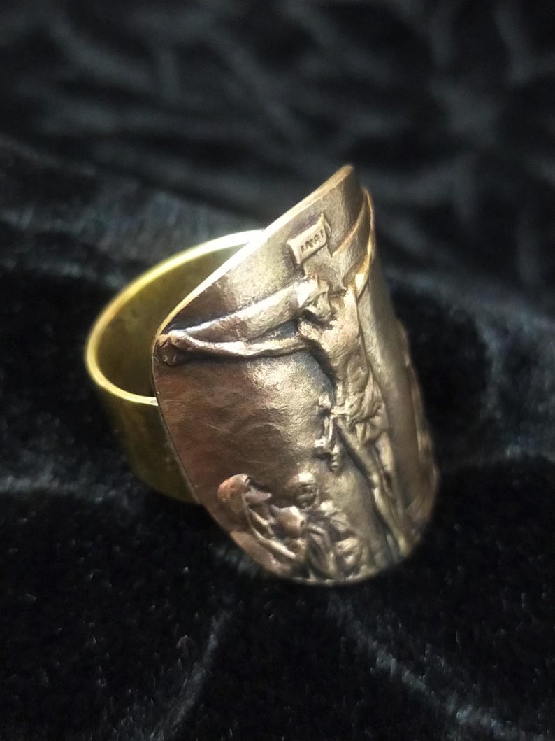 Crucified Jesus Ring, Custom Made Jesus Christ Ring, Christ Calvary