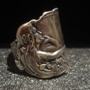 Custom made Art Nouveau statement alliance, Solid 925 Sterling Silver, Handmade Jewelry, Belle Époque Lady Ring, Romantic Nymph