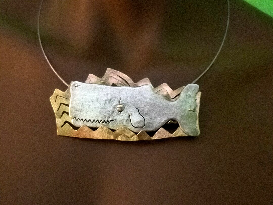 Fresh Look at Moby Dick Silver Whale Brooch And Pendant Handmade Recycled Metal