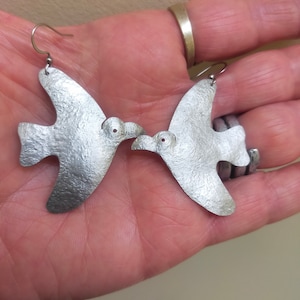 Odin&#39;s Raven Earrings, Hugin and Munin Earrings, Handmade Jewelry, Reclaimed Aluminum Earrings, Artisan Gift, Ok