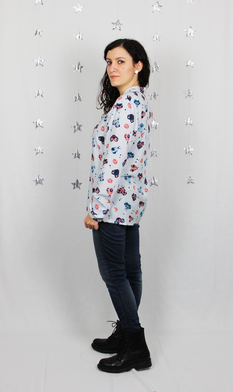 Erika Blouse blouse with long sleeves and bow, Lunar Moths print image 5