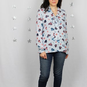 Erika Blouse blouse with long sleeves and bow, Lunar Moths print image 3