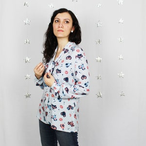 Erika Blouse blouse with long sleeves and bow, Lunar Moths print image 1