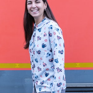Laura Shirt shirt with long sleeves and collar, Lunar Moths print image 2