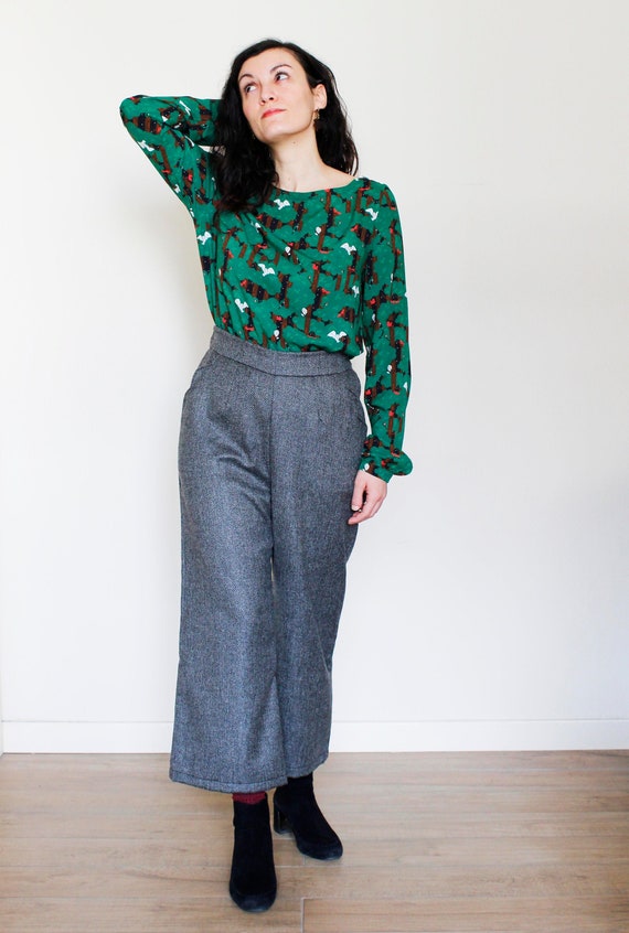 Pantaloni palazzo alla caviglia con fascia in vita tessuto in | Etsy Italia