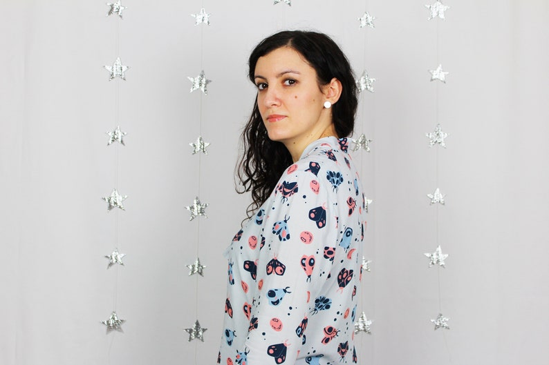 Erika Blouse blouse with long sleeves and bow, Lunar Moths print image 6