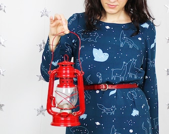 LAST PIECE! (size M) Ross Dress -  shift blue dress with constellations, three-quarter sleeves, Starry Animals print