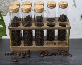 Kaffeebohnen-Aufbewahrungsröhren Mit Walnussholz-Ständer – 7 Oder 14 Glasröhren