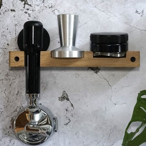 Siebträgerwandhalterung für Siebträger, Tamper und Leveler - 58mm - E61 - Zubehör für Kaffeeliebhaber aus Holz - Wandmontage