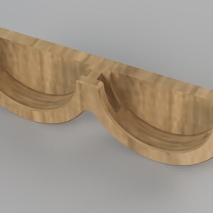 May include: Wooden stand with two curved slots, designed to hold glasses or other items.