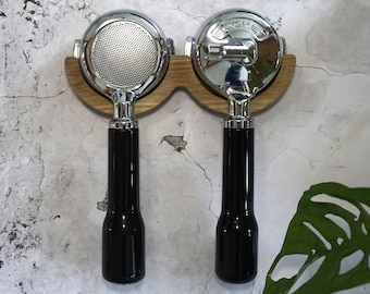 2te Chance - Siebträgerwandhalterung aus Eichenholz - E61 58 mm - Perfekt für Kaffeeliebhaber und Hobbybarista - Einzelstück A10